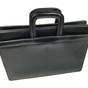 Black Briefcase Leather Unisex Laptop 15" Computer Carrying Case Bag